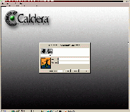 [Caldera 2.3 Login Screen within VMware -  screenshot]