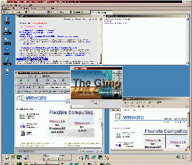 [COL 2.3 Lynx, Netscape, Konqueror, Gimp within VMware -  screenshot]
